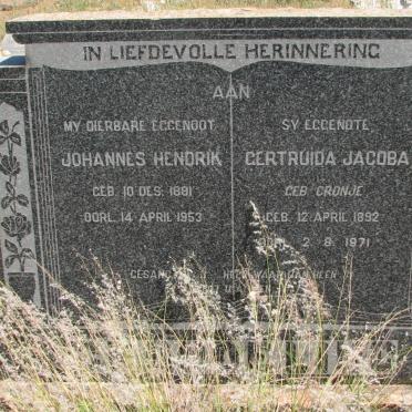 GRUNDELING Johannes Hendrik 1891-1953 &amp; Gertruida Jacoba CRONJE 1892-1971