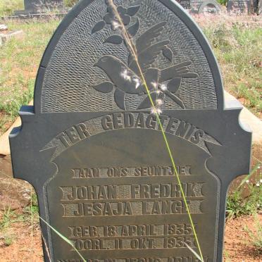 LANGE Johan Frederik Jesaja 1935-1935