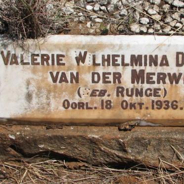 MERWE Valerie Wilhelmina Dickens, van der nee RUNGE -1936 