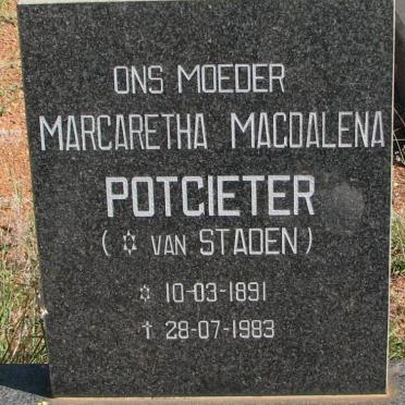 POTGIETER Margaretha Magdalena nee VAN STADEN 1891-1983