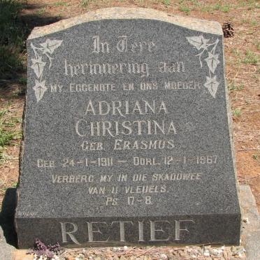 RETIEF Adriana Christina nee ERASMUS 1911-1967