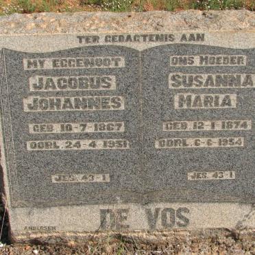VOS Jacobus Johannes, de 1867-1951 &amp; Susanna Maria 1874-1954