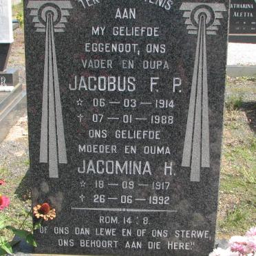 ENGELBRECHT Jacobus F.P. 1914-1988 &amp; Jacomina H. 1917-1992