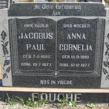 FOUCHE Jacobus Paul 1886-1977 &amp; Anna Cornelia 1893-1977