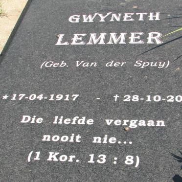 LEMMER Gweneth nee van der SPUY 1917-2002
