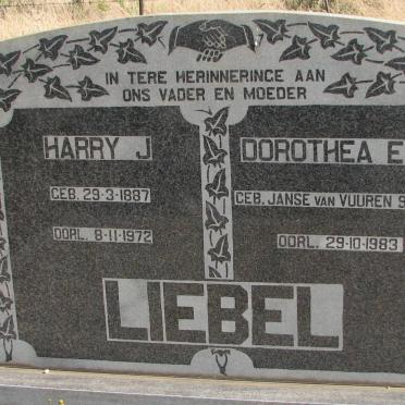 LIEBEL Harry J. 1887-1972 &amp; Dorothea E.M. JANSE VAN VUUREN 1892-1983