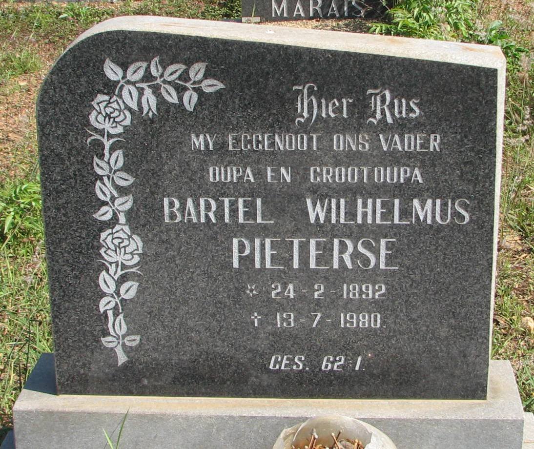 PIETERSE Bartel Wilhelmus 1892-1980