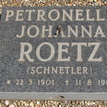 ROETZ Petronella Johanna nee SCHNETLER 1901-1981