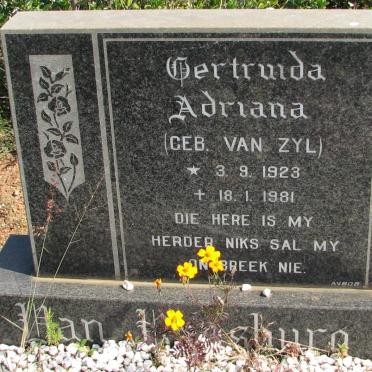 RENSBURG Gertruida Adriana, van nee van ZYL 1923-1981
