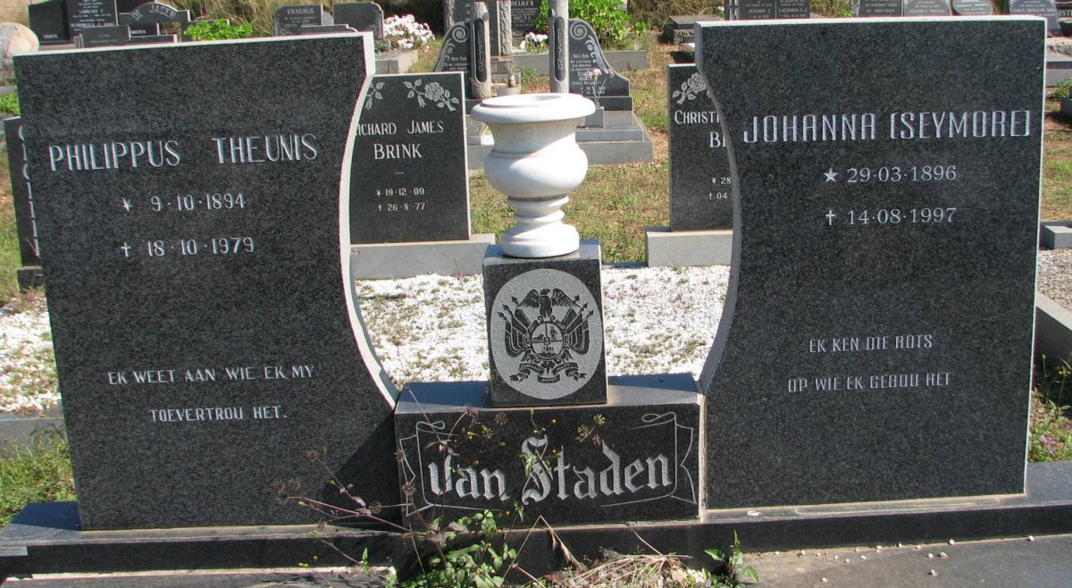 STADEN Philippus Theunis, van 1894-1979 &amp; Johanna SEYMORE 1896-1997