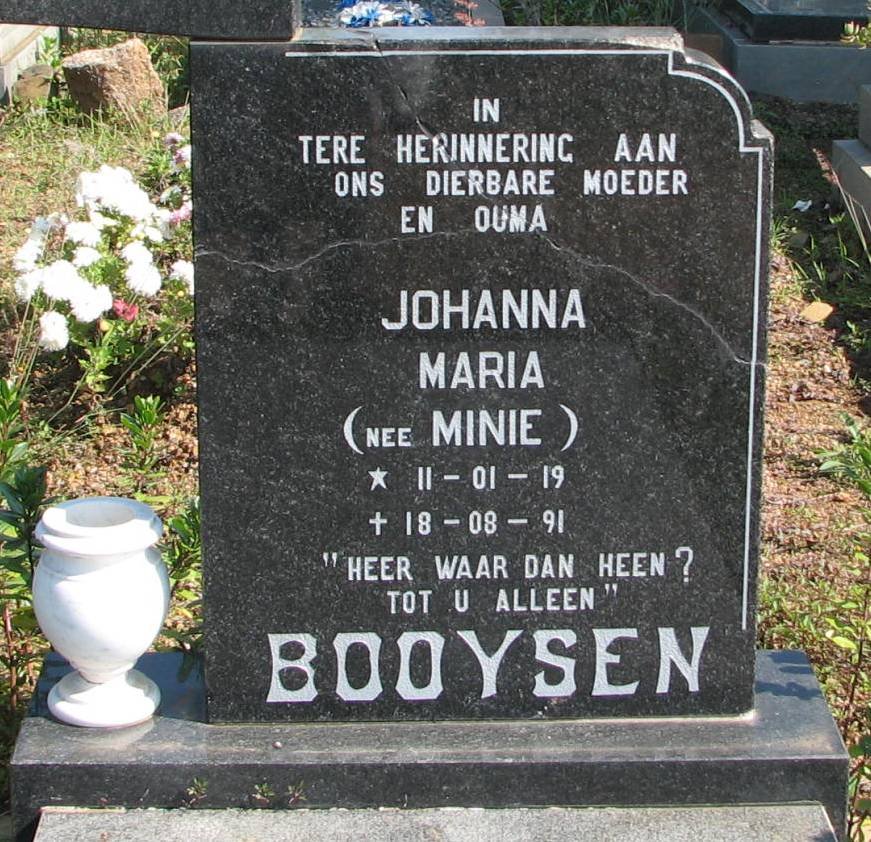 BOOYSEN Johanna Maria nee MINIE 1919-1991