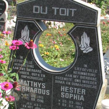 TOIT Matthys Gerhardus, du 1915-1996 &amp; Hester Sophia 1917-1994