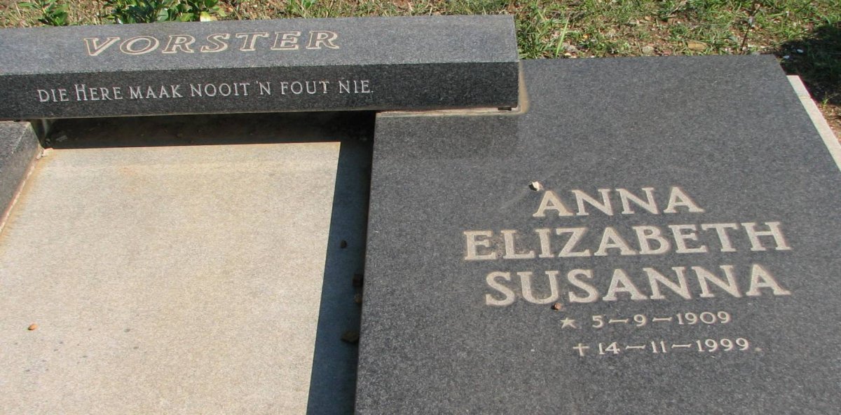 VORSTER Anna Elizabeth Susanna 1909-1999