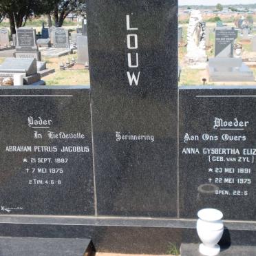 LOUW Abraham Petrus Jacobus 1887-1975 &amp; Anna Gysbertha Elizabeth VAN ZYL 1891-1975