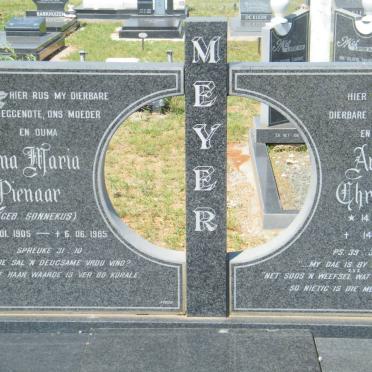 MEYER Anthonie Christoffel 1895-1986 &amp; Anna Marie Pienaar SONNEKUS 1905-1985