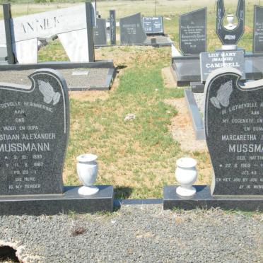 MUSSMANN Christiaan Alexander 1899-1987 &amp; Margaretha Isabella HATTINGH 1909-1981