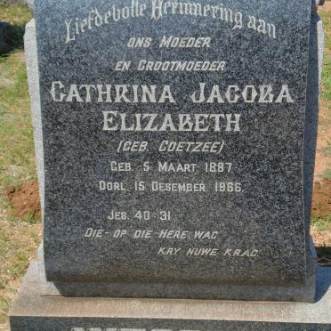 WESSELS Cathrina Jacoba Elizabeth nee COETZEE 1887-1966