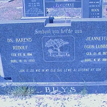 BUYS Barend Rudolf 1914-1990 &amp; Jeannette LUBBE 1921-1984