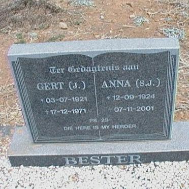 BESTER Gert J. 1921-1971 &amp; Anna S.J. 1924-2001