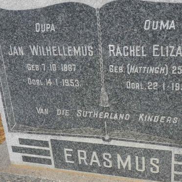 ERASMUS Jan Wilhellemus 1887-1953 &amp; Rachel Elizabeth HATTINGH 1881-1954