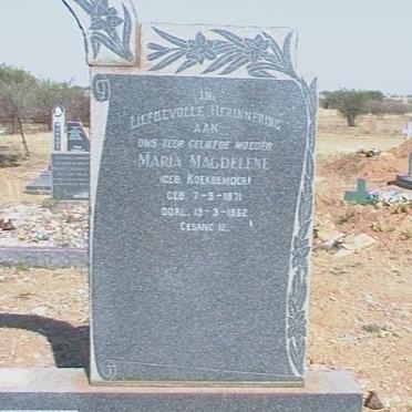 FOURIE Maria Magdelene nee KOEKEMOER 1871-19?2