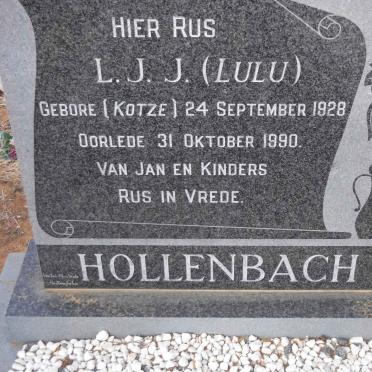 HOLLENBACH L.J.J. nee KOTZE 1928-1990