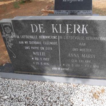 KLERK Willie, de 1903-1976 &amp; Anna Maria ERLANK 1911-1978