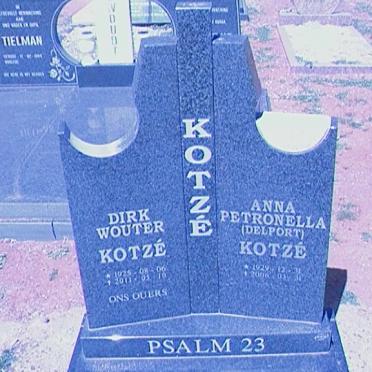 KOTZE Dirk Wouter 1925-2011 &amp; Anna Petronella DELPORT 1929-2006