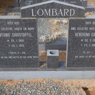 LOMBARD Antonie Christoffel 1905-1979 &amp; Hendrina Cornelia 1908-1985