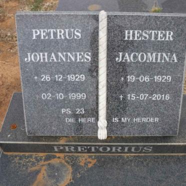 PRETORIUS Petrus Johannes 1929-1999 &amp; Hester Jacomina 1929-2016