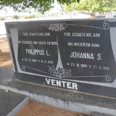 VENTER Philippus L. 1896-1978 &amp; Johanna S. 1904-1982