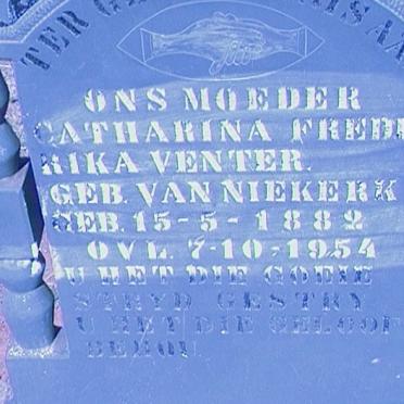 VENTER Catharina Frederika nee VAN NIEKERK 1882-1954