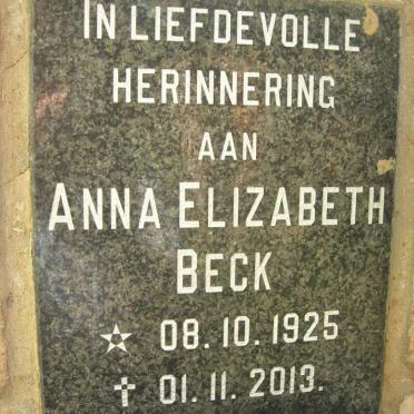 BECK Anna Elizabeth 1925-2013