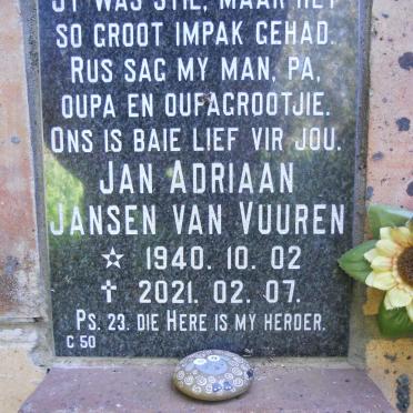 VUUREN Jan Adriaan, Jansen van 1940-2021
