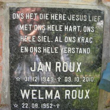 ROUX Jan 1949-2010 &amp; Welma 1952-