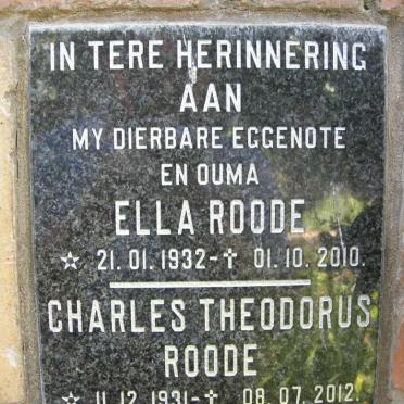 ROODE Charles Theodorus 1931-2012 &amp; Ella 1932-2010