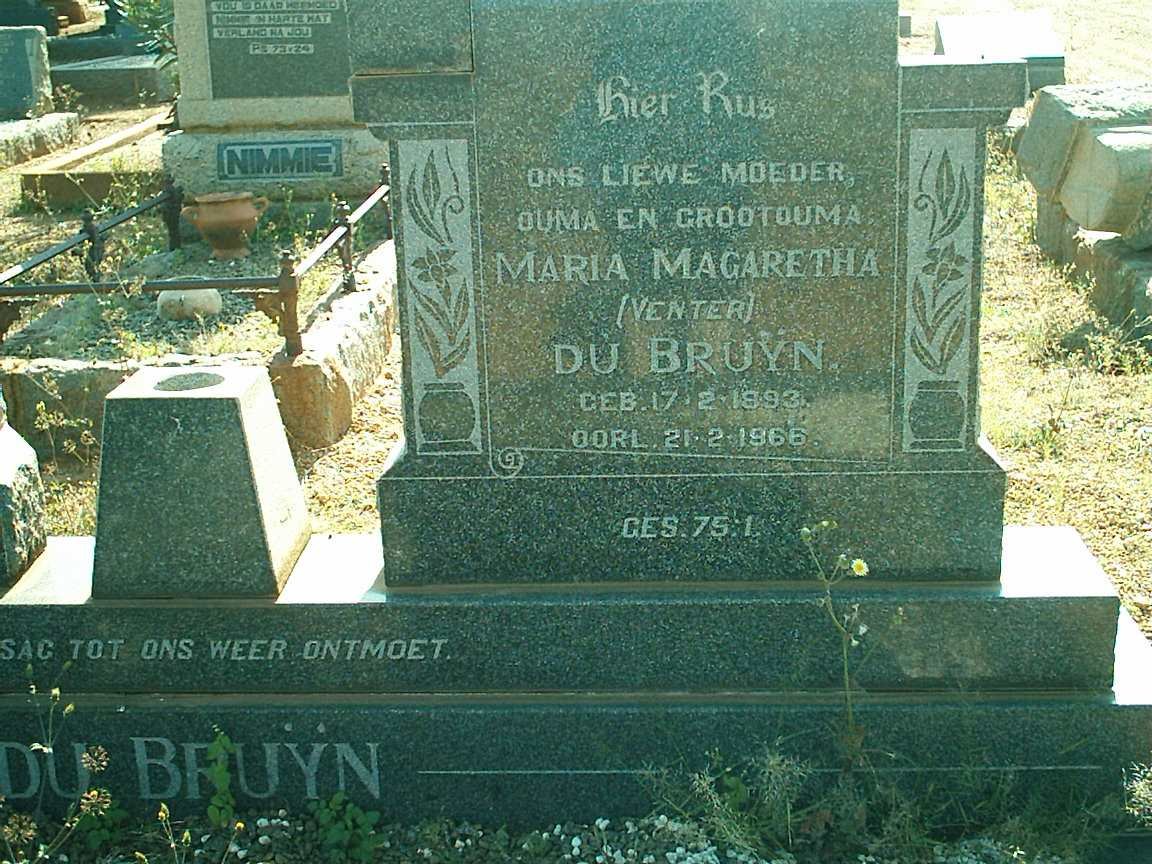 BRUYN Maria Margaretha, de nee VENTER 1893-1966