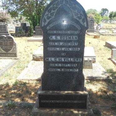 BOSMAN H.S. 1847-1920 &amp; M.L.G. DE VILLIERS 1854-1917