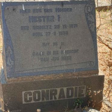 CONRADIE Hester I. nee SCHOLTZ 1871-1952