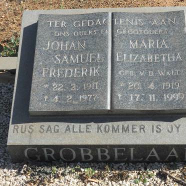 GROBBELAAR Johan Samuel Frederik 1911-1977 &amp; Maria Elizabetha V.D.WALT 1919-1999
