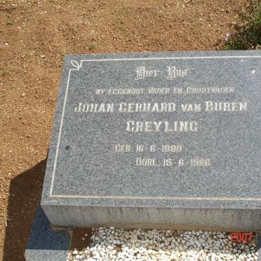 GREYLING Johan Gerhard van Buren 1880-1966