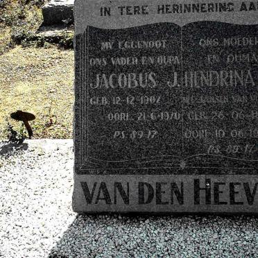 HEEVER Jacobus J., van den 1902-1970 &amp; Hendrina J. JANSEN VAN VUUREN 1915-1995