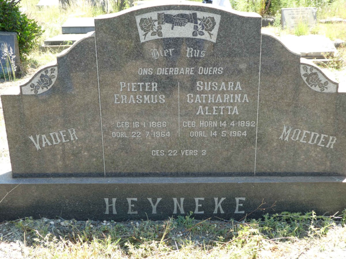 HEYNEKE Pieter Erasmus 1886-1964 &amp; Susara Catharina Aletta HORN 1892-1964