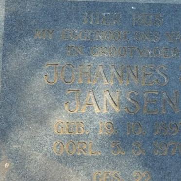 JANSEN Johannes J. 1897-1976