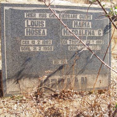 JORDAAN Louis Hosea 1863-1958 &amp; Maria Magdalena C. TROSKIE 1883-1967