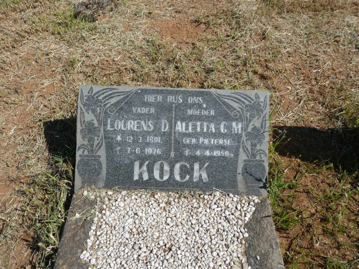 KOCK Lourens D. 1891-1976 &amp; Aletta C.M. PIETERSE -1950