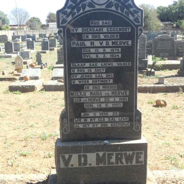 MERWE Paul H., v.d. 1878-1934 &amp; Neeltje Maria V.D. MERWE 1881-1953