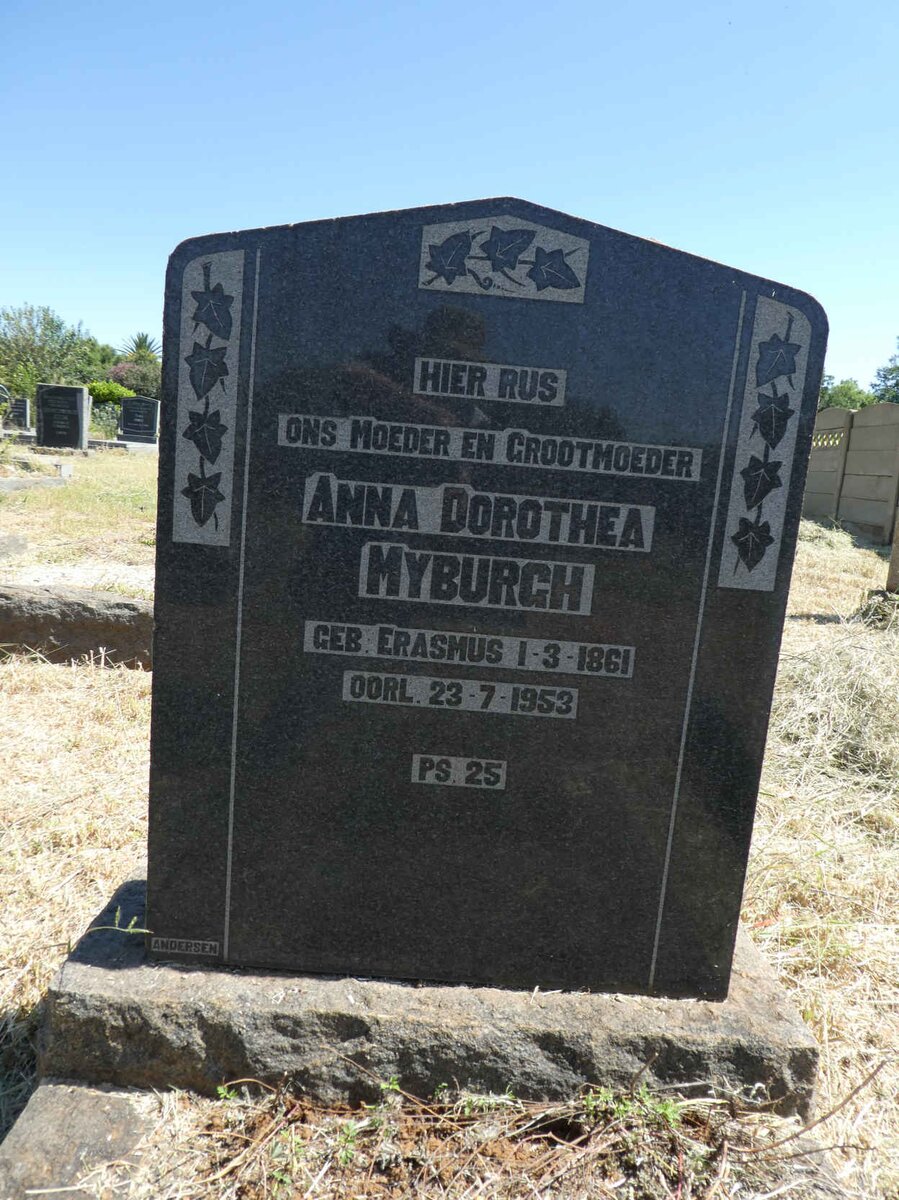 MYBURGH Anna Dorothea nee ERASMUS 1861-1953