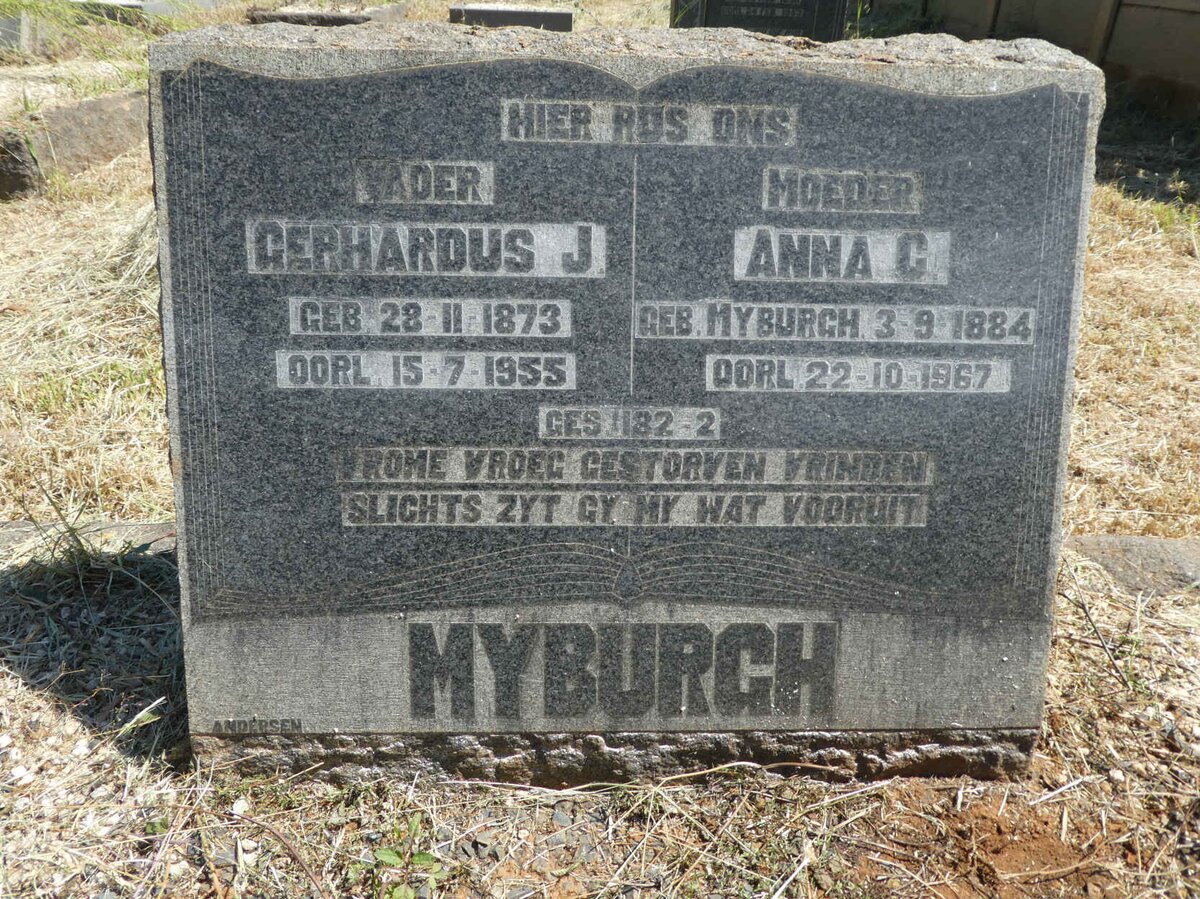 MYBURGH Gerhardus J. 1873-1955 &amp; Anna C. 1884-1967