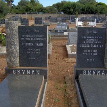 SNYMAN Diederik Frans 1908-1988 &amp; Hester Isabella 1908-1980
